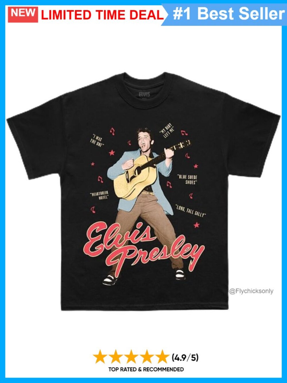 Official Elvis Presley Lyric Graphic Crew Neck Short Sleeve Cotton Unisex